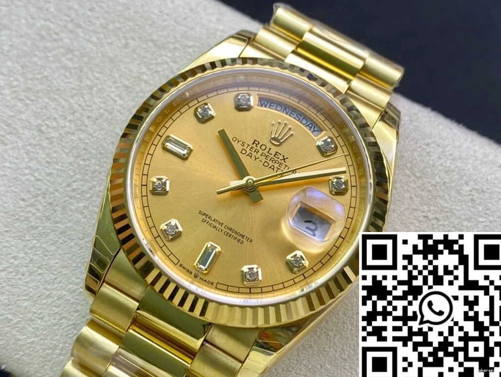 Day-Date Champagne Yellow Dial Factory M128238-0008 EW Gold Rolex 0130
